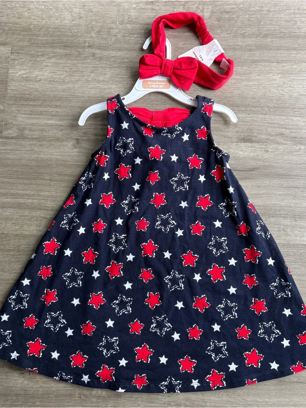 Tommy Bahama Patriotic Stars Girls Bow Set Outfit